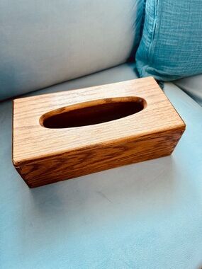 Wooden oak Tissue Box Cover - Brown
